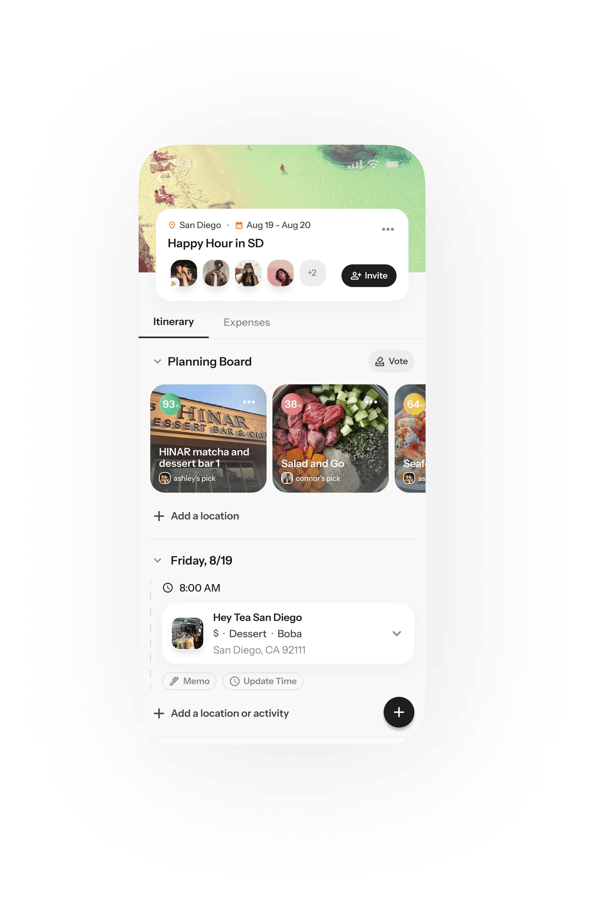 Planning screen